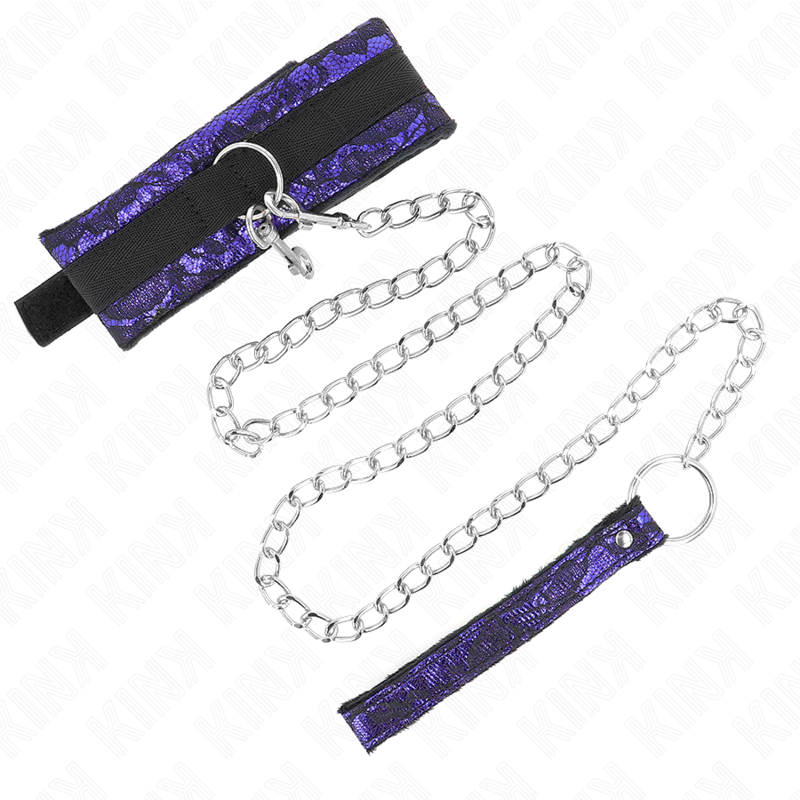 KINK - COLLAR CON CORREA 105 CM CORTO DE ENCAJE DE TERCIOPELO CON RIBETE DE NAILON 44 X 5.5 CM KINK COLLAR & GAG