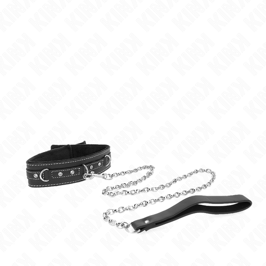 KINK - COLLAR CON CORREA 105 CM DE PIEL DE PVC REMACHE DE DIAMANTES DE IMITACIÓN 41.5 X 4 CM KINK COLLAR & GAG