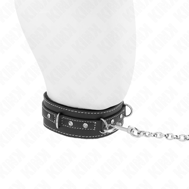 KINK - COLLAR CON CORREA 105 CM DE PIEL DE PVC REMACHE DE DIAMANTES DE IMITACIÓN 41.5 X 4 CM KINK COLLAR & GAG