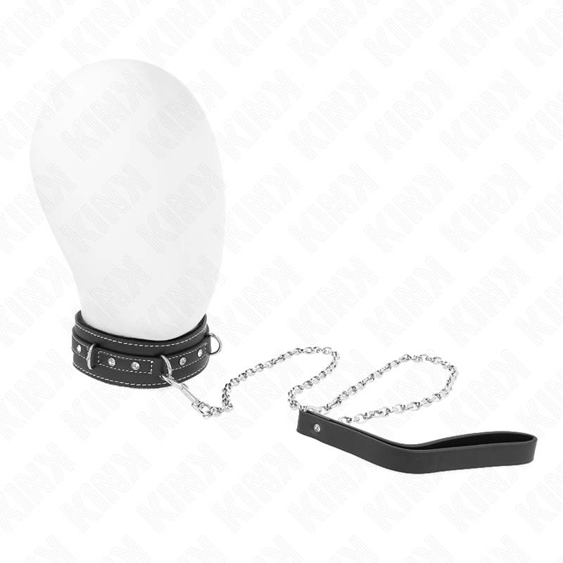KINK - COLLAR CON CORREA 105 CM DE PIEL DE PVC REMACHE DE DIAMANTES DE IMITACIÓN 41.5 X 4 CM KINK COLLAR & GAG