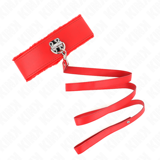 KINK - COLLAR CON CORREA 116 CM CON TACHUELAS PLATEADAS MODELO 4 ROJO AJUSTABLE 40-48 CM X 6 CM KINK COLLAR & GAG