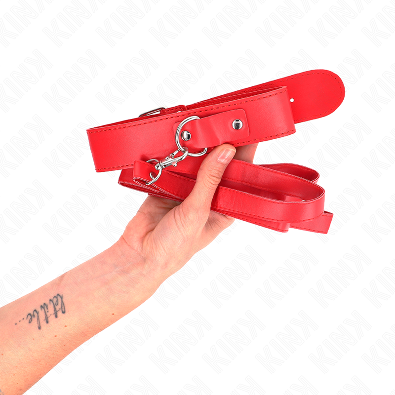 KINK - COLLAR CON CORREA 116 CM FINO ROJO AJUSTABLE 32-50 CM X 8 CM KINK COLLAR & GAG