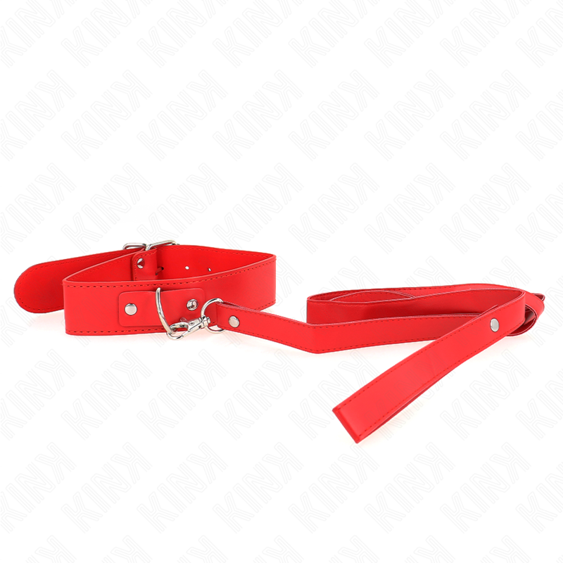 KINK - COLLAR CON CORREA 116 CM FINO ROJO AJUSTABLE 32-50 CM X 8 CM KINK COLLAR & GAG