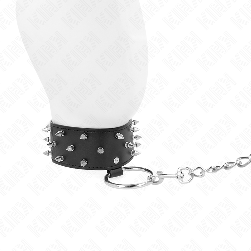 KINK - COLLAR CON CORREA 65 CM CON TACHUELAS PLATEADAS MODELO 5 AJUSTABLE 36-43 CM X 5 CM KINK COLLAR & GAG