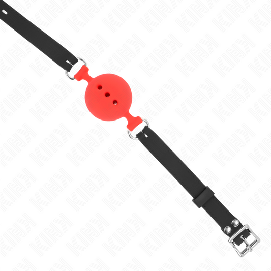 KINK - MORDAZA 55 x 2 CM DE BOLA 5 CM DE SILICONA COMPLETA TALLA L ROJO AJUSTABLE 35-51 CM KINK COLLAR & GAG