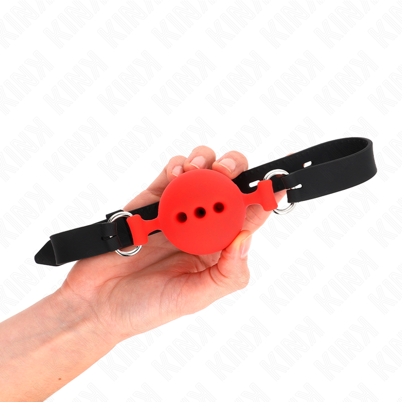 KINK - MORDAZA 55 x 2 CM DE BOLA 5 CM DE SILICONA COMPLETA TALLA L ROJO AJUSTABLE 35-51 CM KINK COLLAR & GAG