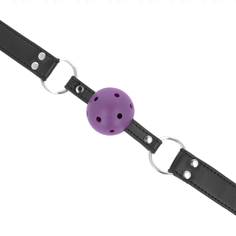 KINK - MORDAZA DE BOLA 4 CM TRANSPIRABLE CON DOBLE REMACHE MORADO 62 x 2.5 CM AJUSTABLE 42-58 CM KINK COLLAR & GAG