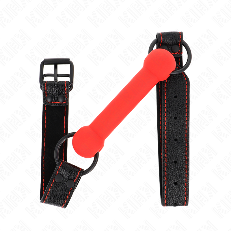 KINK - MORDAZA FORMA DE HUESO CON CORREA POLIPIEL ROJO AJUSTABLE 41-57 CM KINK COLLAR & GAG