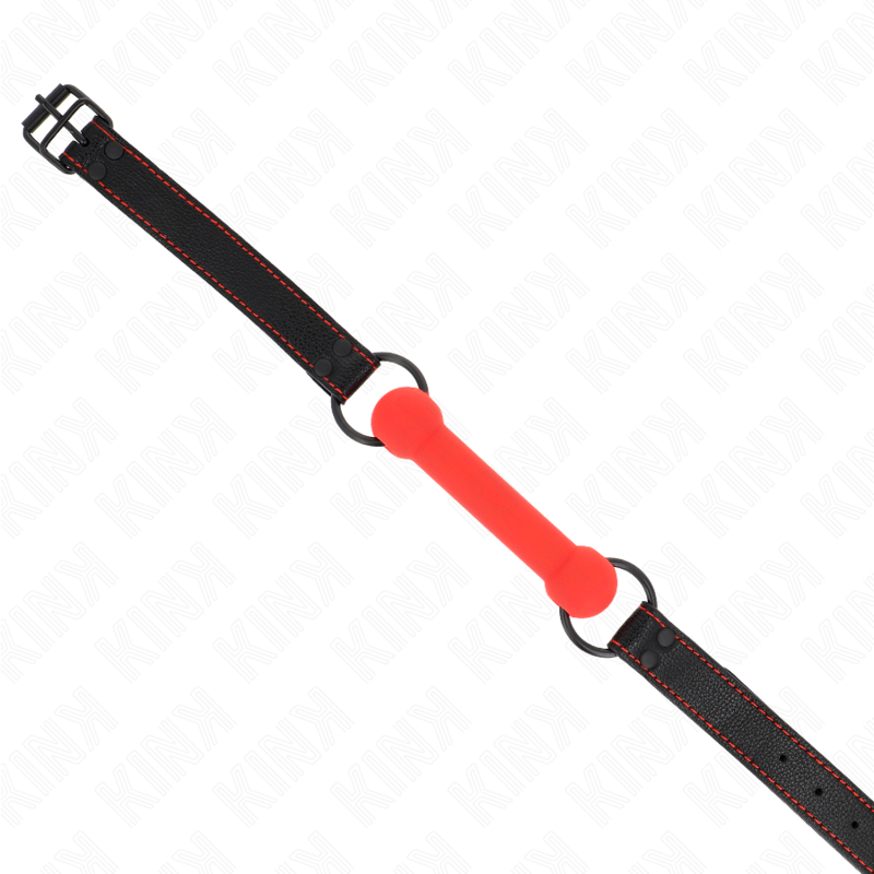 KINK - MORDAZA FORMA DE HUESO CON CORREA POLIPIEL ROJO AJUSTABLE 41-57 CM KINK COLLAR & GAG