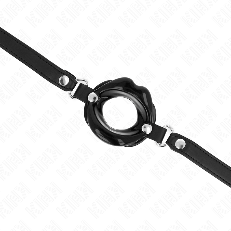 KINK - MORDAZA LABIAL 8 CM CON CORREA DE POLIPIEL NEGRO 63 x 2 CM AJUSTABLE 39-58 CM KINK COLLAR & GAG
