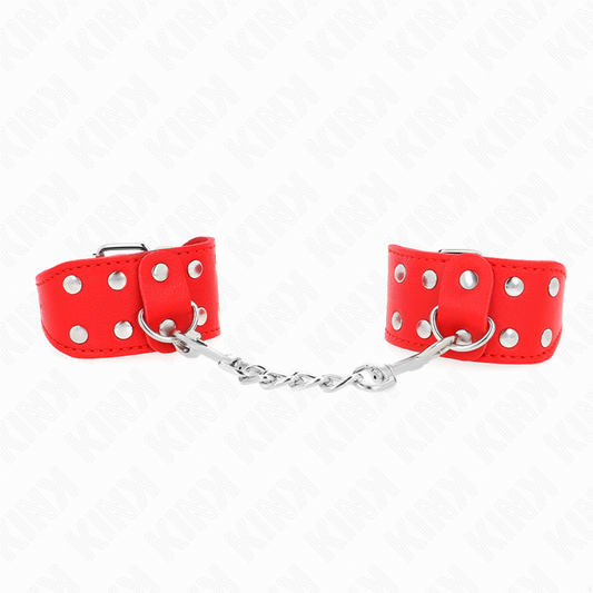 KINK - MUÑEQUERAS CON DOBLE LÍNEA DE TACHUELAS AJUSTABLE ROJO KINK WRIST RESTRAINT