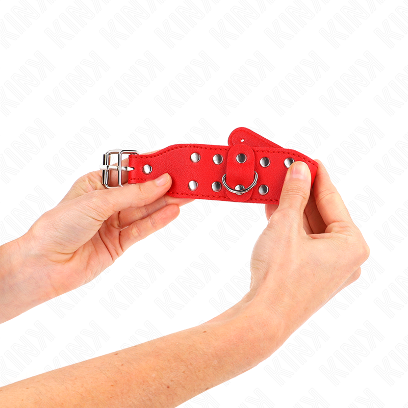 KINK - MUÑEQUERAS CON DOBLE LÍNEA DE TACHUELAS AJUSTABLE ROJO KINK WRIST RESTRAINT