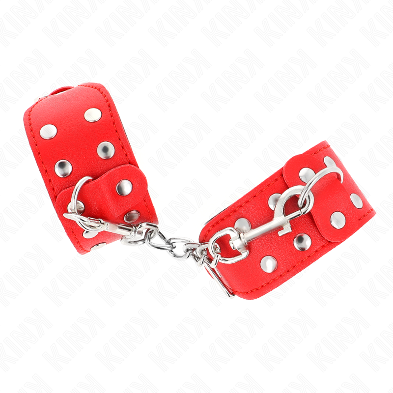 KINK - MUÑEQUERAS CON DOBLE LÍNEA DE TACHUELAS AJUSTABLE ROJO KINK WRIST RESTRAINT