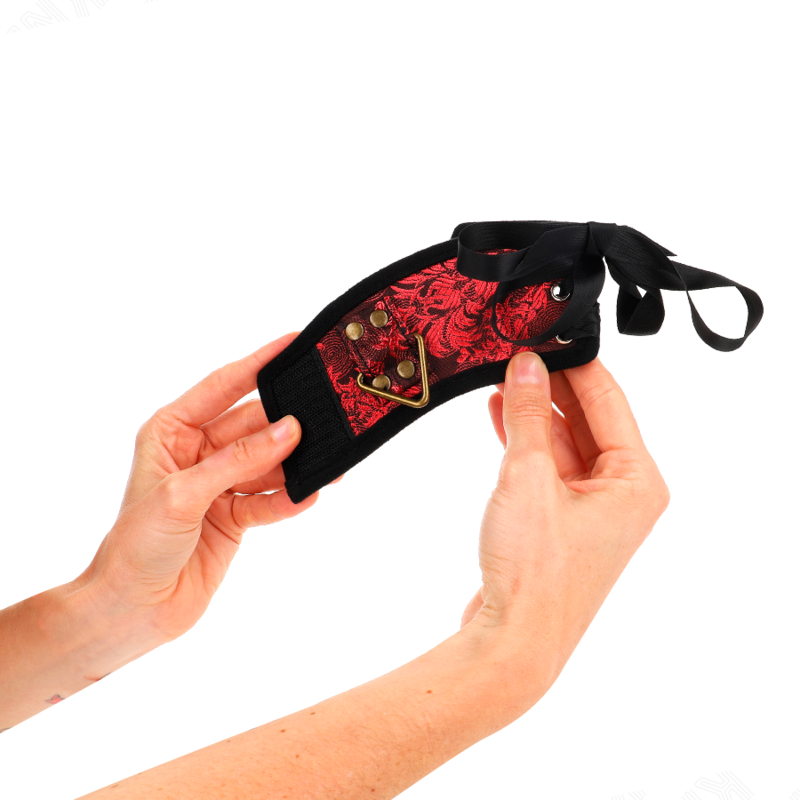 KINK - MUÑEQUERAS DISEÑO ESCÁNDALO ROJO-NEGRO DETALLE LAZO 24.5 CM X 6.5 CM KINK WRIST RESTRAINT