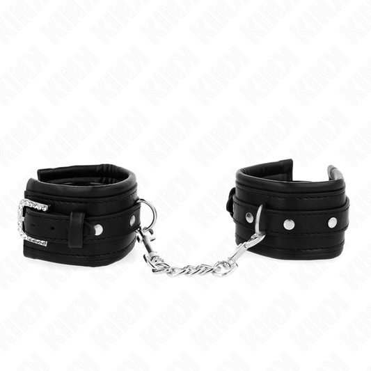 KINK - MUÑEQUERAS NEGRO CON HEBILLA DE DIAMANTES DE IMITACIÓN AJUSTABLE 25-32 CM X 5.5 CM KINK WRIST RESTRAINT