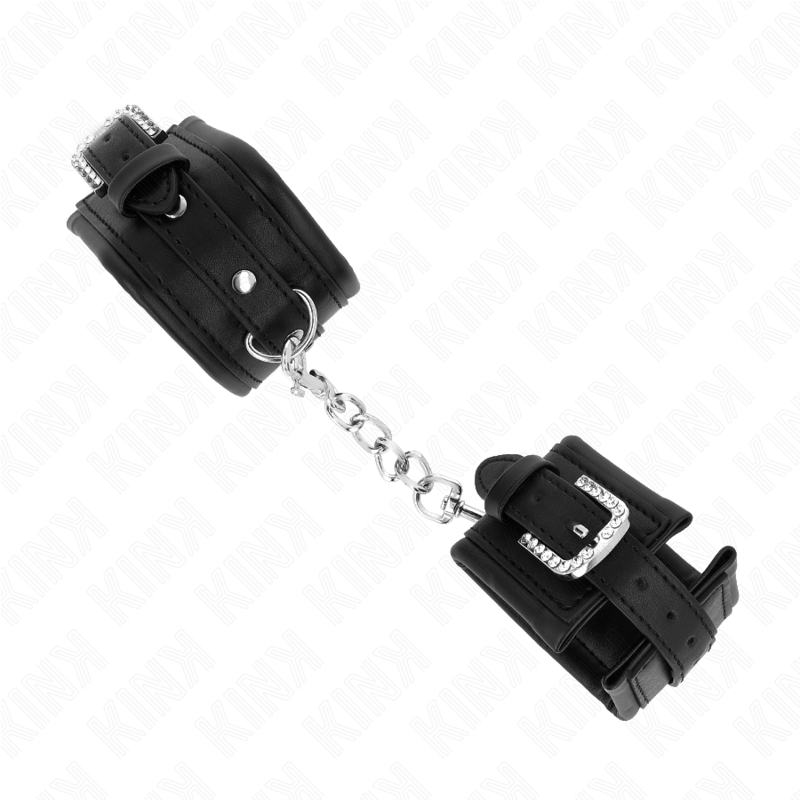 KINK - MUÑEQUERAS NEGRO CON HEBILLA DE DIAMANTES DE IMITACIÓN AJUSTABLE 25-32 CM X 5.5 CM KINK WRIST RESTRAINT