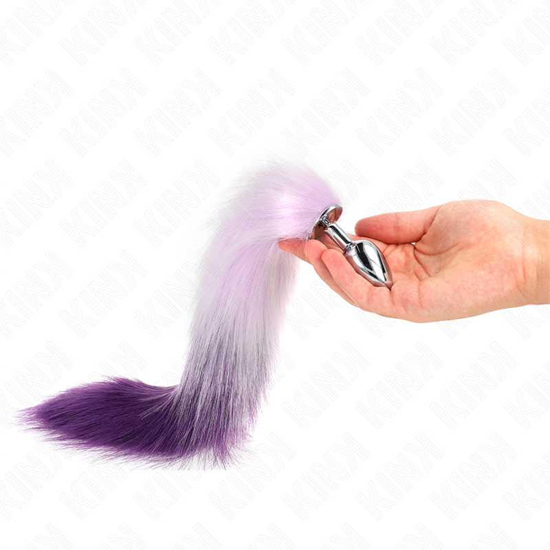 KINK - PLUG ANAL TALLA S 7 X 3 CM CON COLA SINTÉTICA 40 CM VIOLETA KINK PLEASURE PLUGS