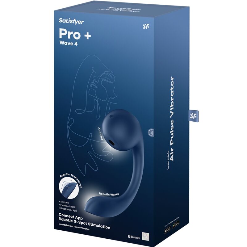 SATISFYER - PRO+ WAVE 4 ESTIMULADOR PUNTO G & AIR PULSE APLICACIÓN GRATUITA AZUL OSCURO SATISFYER AIR PULSE