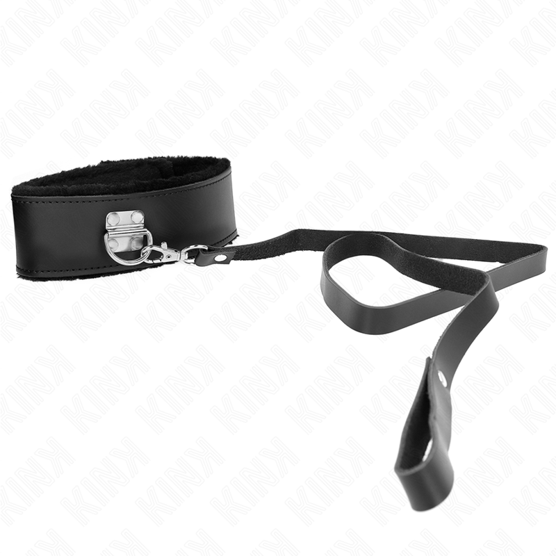 KINK - COLLAR CON CORREA 116 CM DE PIEL NEGRO AJUSTABLE 40-48 CM X 6 CM KINK COLLAR & GAG
