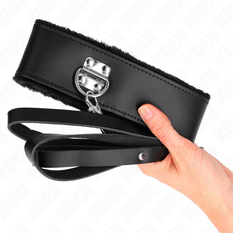 KINK - COLLAR CON CORREA 116 CM DE PIEL NEGRO AJUSTABLE 40-48 CM X 6 CM KINK COLLAR & GAG