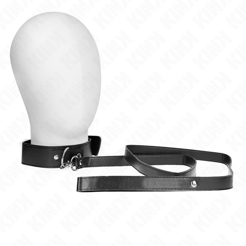 KINK - COLLAR CON CORREA 116 CM FINO NEGRO AJUSTABLE 32-50 CM X 8 CM KINK COLLAR & GAG