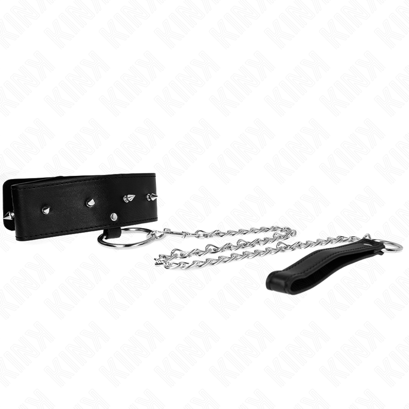 KINK - COLLAR CON CORREA 65 CM CON TACHUELAS PLATEADAS MODELO 2 AJUSTABLE 36-43 CM X 5 CM KINK COLLAR & GAG