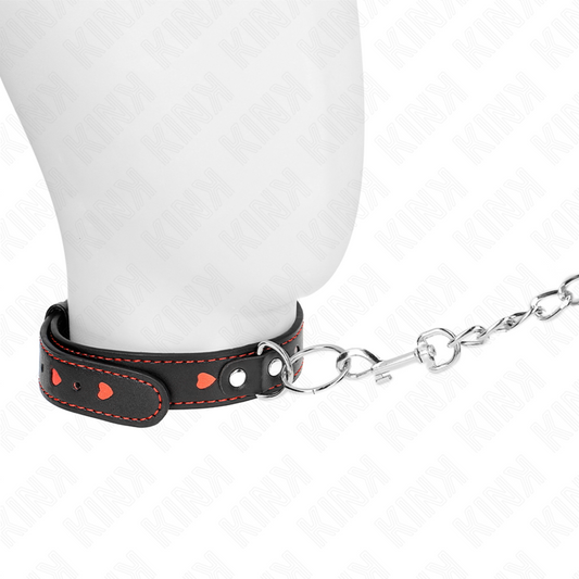 KINK - COLLAR CON CORREA 65 CM DETALLES CORAZÓN 52.5 X 2.5 CM KINK COLLAR & GAG