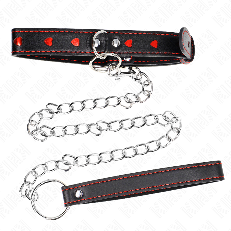 KINK - COLLAR CON CORREA 65 CM DETALLES CORAZÓN 52.5 X 2.5 CM KINK COLLAR & GAG