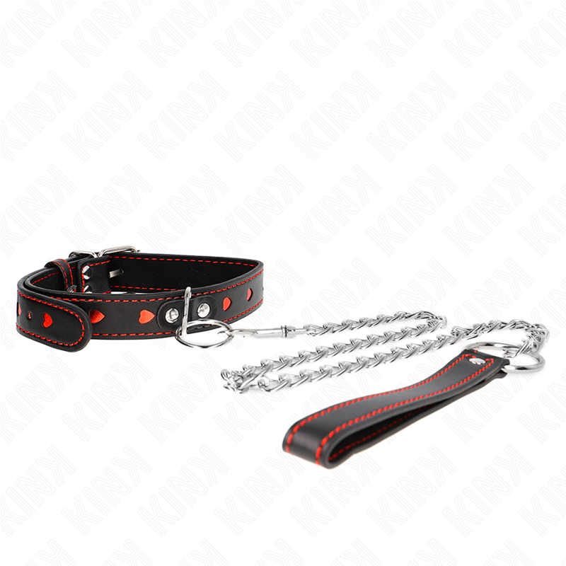 KINK - COLLAR CON CORREA 65 CM DETALLES CORAZÓN 52.5 X 2.5 CM KINK COLLAR & GAG