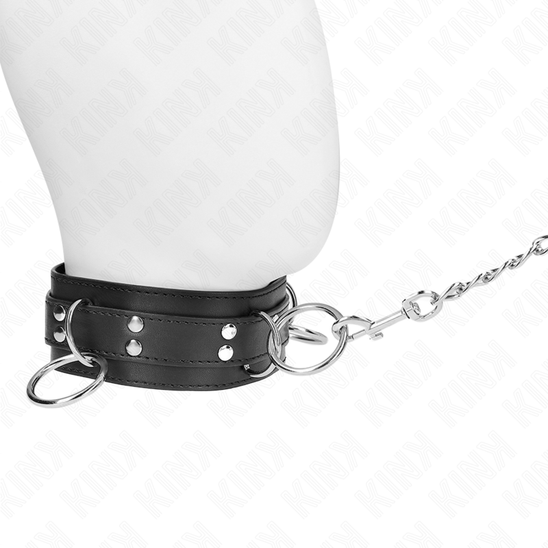 KINK - COLLAR CON CORREA 80 CM ESCLAVITUD 3 ANILLOS 53 X 5 CM KINK COLLAR & GAG