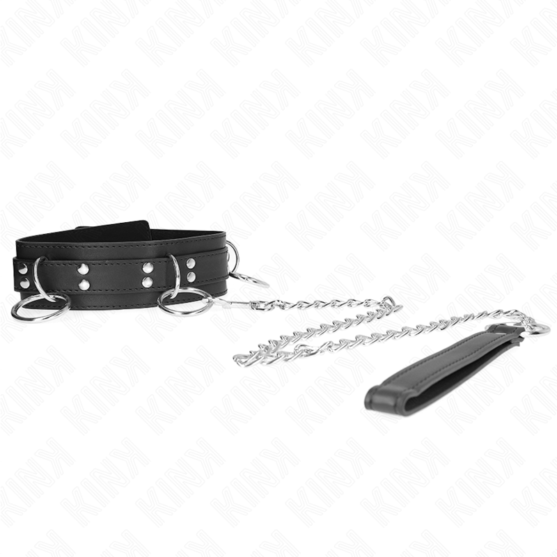 KINK - COLLAR CON CORREA 80 CM ESCLAVITUD 3 ANILLOS 53 X 5 CM KINK COLLAR & GAG