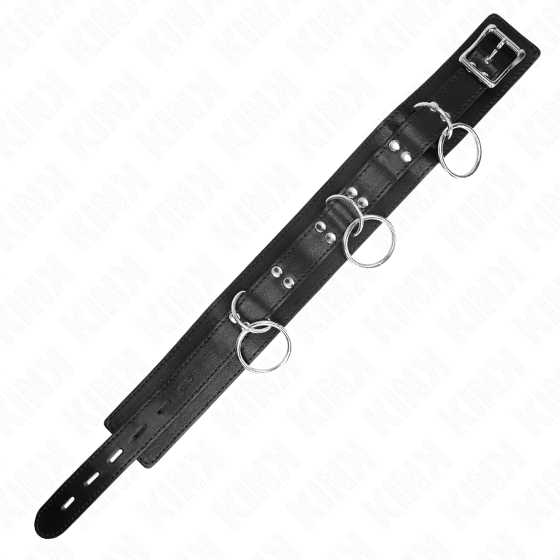 KINK - COLLAR CON CORREA 80 CM ESCLAVITUD 3 ANILLOS 53 X 5 CM KINK COLLAR & GAG