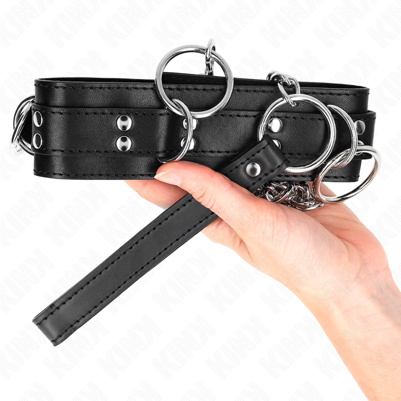 KINK - COLLAR CON CORREA 80 CM ESCLAVITUD 3 ANILLOS 53 X 5 CM KINK COLLAR & GAG