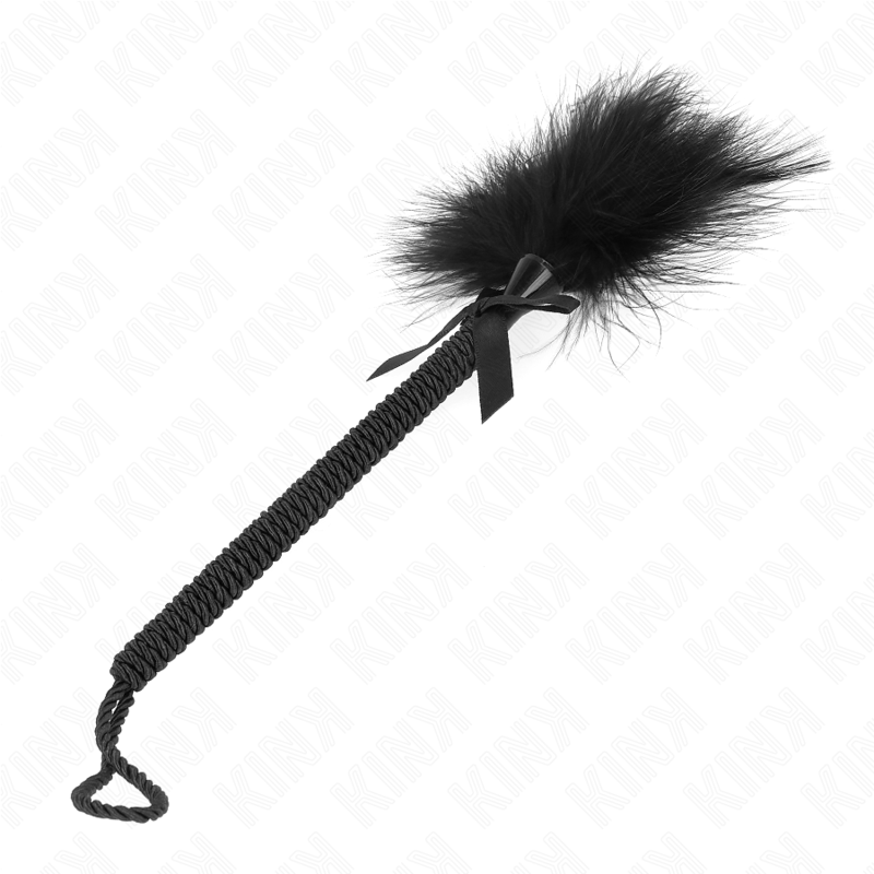 KINK - MASAJEADOR DE CUERDA DE NAILON CON PLUMAS PARA COSQUILLAS Y LAZO NEGRO 25 CM KINK IMPACT & TOUCH