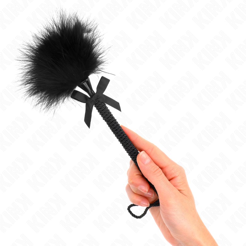 KINK - MASAJEADOR DE CUERDA DE NAILON CON PLUMAS PARA COSQUILLAS Y LAZO NEGRO 25 CM KINK IMPACT & TOUCH