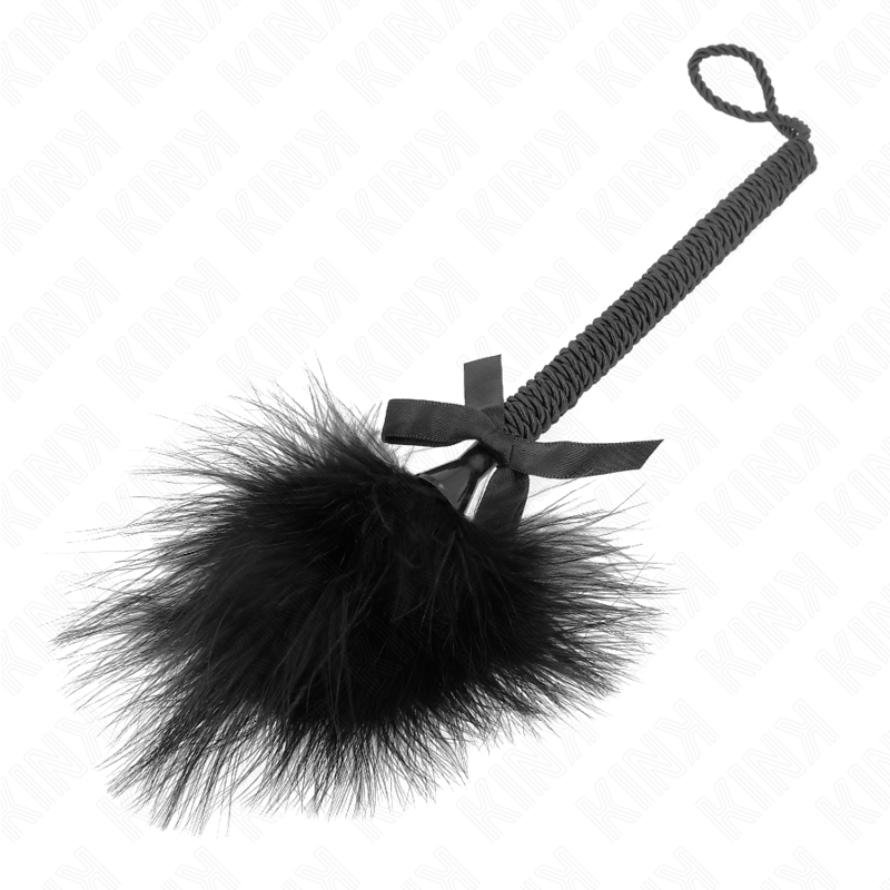 KINK - MASAJEADOR DE CUERDA DE NAILON CON PLUMAS PARA COSQUILLAS Y LAZO NEGRO 25 CM KINK IMPACT & TOUCH