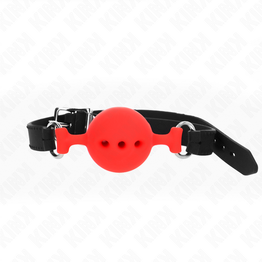 KINK - MORDAZA 55 x 2 CM DE BOLA 4.5 CM DE SILICONA COMPLETA TALLA M ROJO AJUSTABLE 35-51 CM KINK COLLAR & GAG