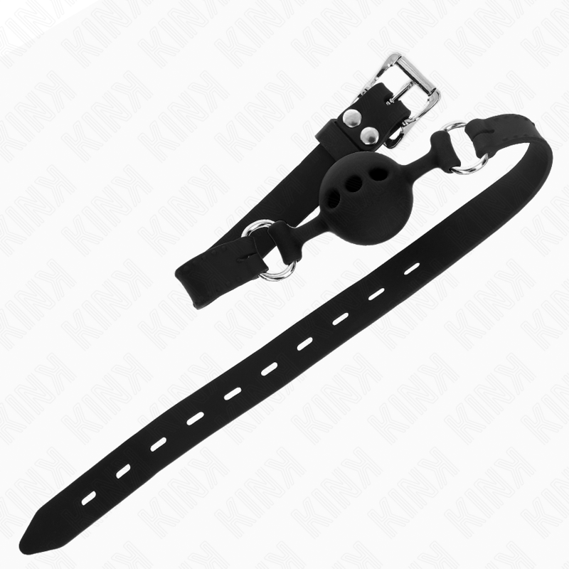 KINK - MORDAZA 55 x 2 CM DE BOLA 4 CM DE SILICONA COMPLETA TALLA S NEGRO AJUSTABLE 35-51 CM KINK COLLAR & GAG