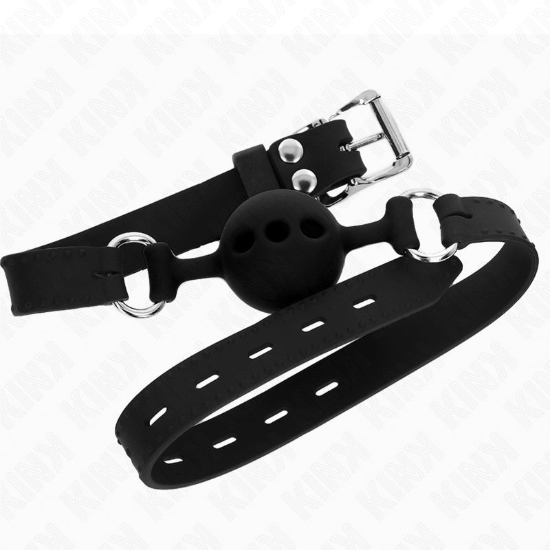 KINK - MORDAZA 55 x 2 CM DE BOLA 4 CM DE SILICONA COMPLETA TALLA S NEGRO AJUSTABLE 35-51 CM KINK COLLAR & GAG