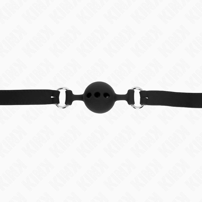 KINK - MORDAZA 55 x 2 CM DE BOLA 4 CM DE SILICONA COMPLETA TALLA S NEGRO AJUSTABLE 35-51 CM KINK COLLAR & GAG
