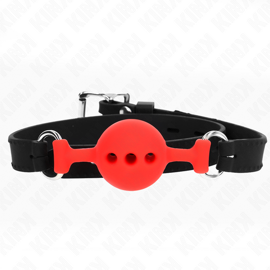 KINK - MORDAZA 55 x 2 CM DE BOLA 4 CM DE SILICONA COMPLETA TALLA S ROJO AJUSTABLE 35-51 CM KINK COLLAR & GAG