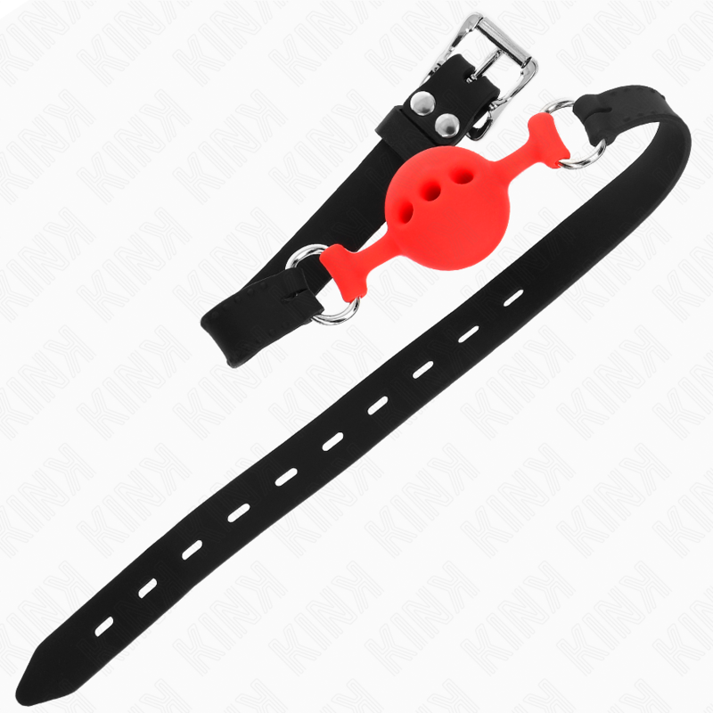 KINK - MORDAZA 55 x 2 CM DE BOLA 4 CM DE SILICONA COMPLETA TALLA S ROJO AJUSTABLE 35-51 CM KINK COLLAR & GAG