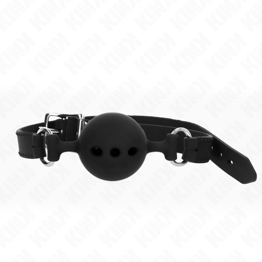 KINK - MORDAZA 55 x 2 CM DE BOLA 5 CM DE SILICONA COMPLETA TALLA L NEGRO AJUSTABLE 35-51 CM KINK COLLAR & GAG