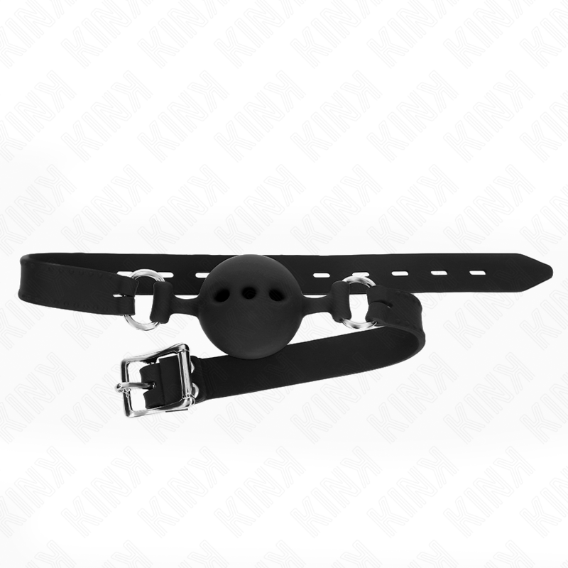 KINK - MORDAZA 55 x 2 CM DE BOLA 5 CM DE SILICONA COMPLETA TALLA L NEGRO AJUSTABLE 35-51 CM KINK COLLAR & GAG
