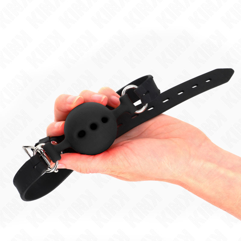KINK - MORDAZA 55 x 2 CM DE BOLA 5 CM DE SILICONA COMPLETA TALLA L NEGRO AJUSTABLE 35-51 CM KINK COLLAR & GAG