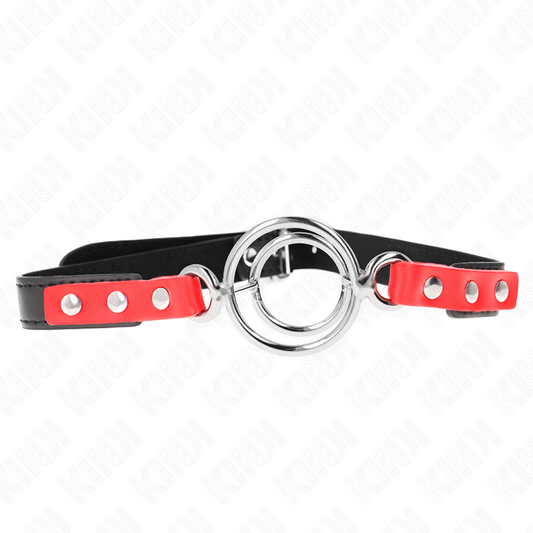 KINK - MORDAZA CON MÚLTIPLES JUNTAS TÓRICAS 4 / 4.8 CM ROJO AJUSTABLE 38 X 56 CM KINK COLLAR & GAG