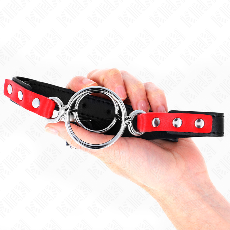 KINK - MORDAZA CON MÚLTIPLES JUNTAS TÓRICAS 4 / 4.8 CM ROJO AJUSTABLE 38 X 56 CM KINK COLLAR & GAG