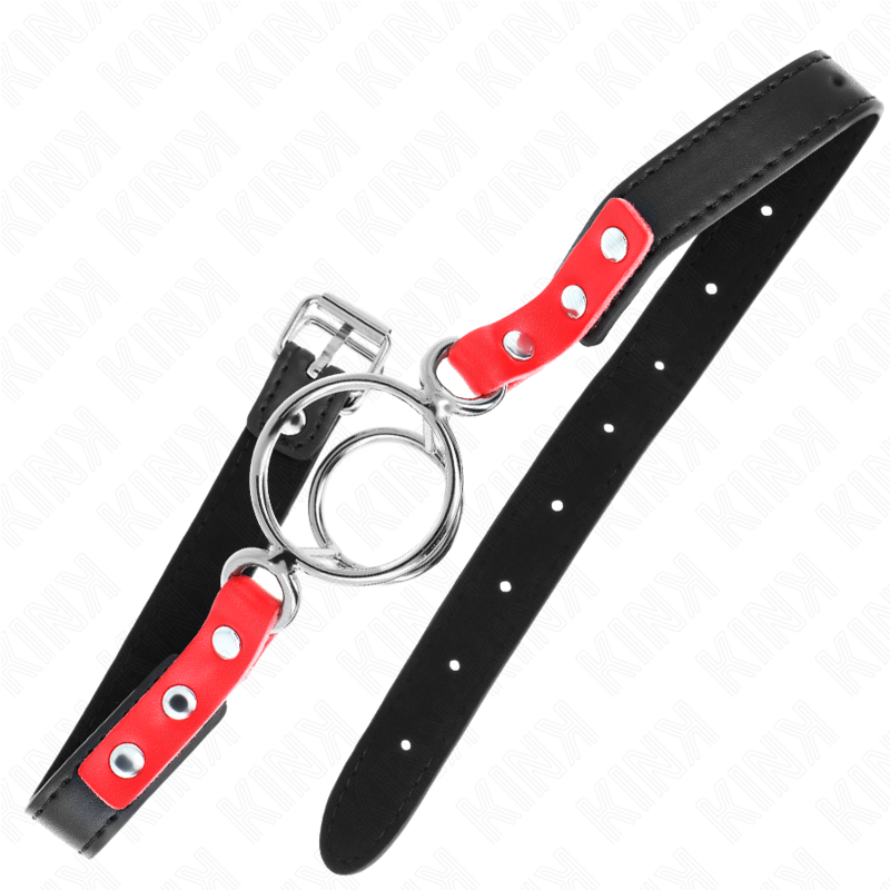 KINK - MORDAZA CON MÚLTIPLES JUNTAS TÓRICAS 4 / 4.8 CM ROJO AJUSTABLE 38 X 56 CM KINK COLLAR & GAG