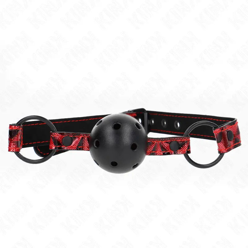 KINK - MORDAZA DE BOLA 4.5 CM CON PATRÓN DE DIAMANTE MODELO 2 64.5 CM AJUSTABLE 42- 60 CM KINK COLLAR & GAG