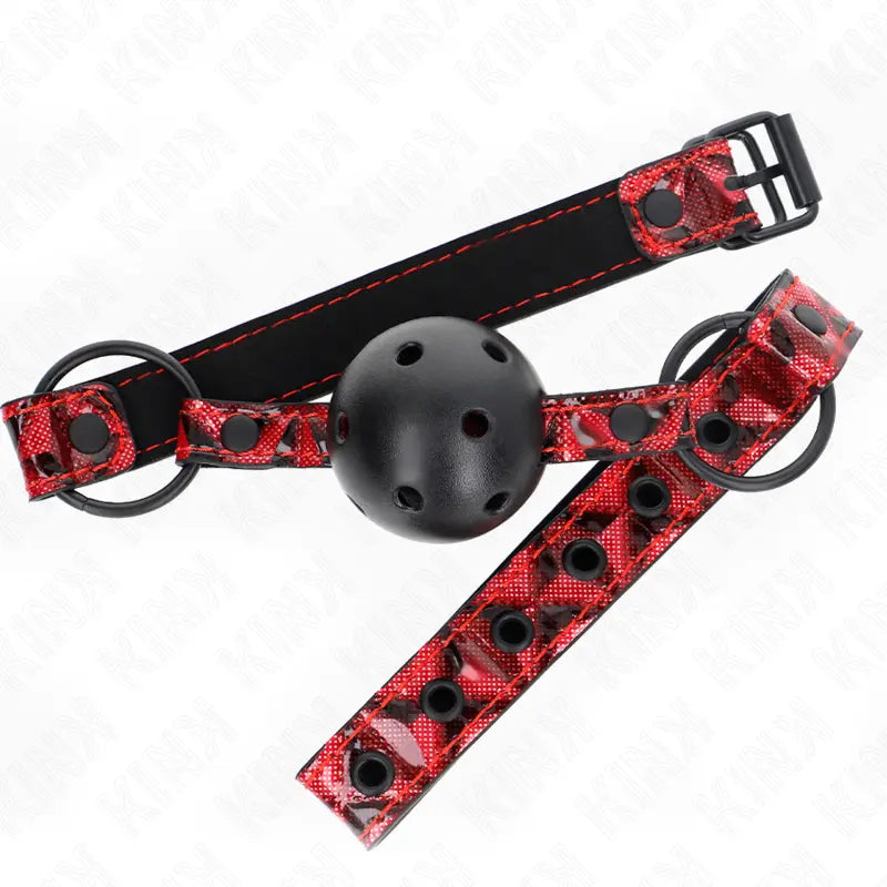 KINK - MORDAZA DE BOLA 4.5 CM CON PATRÓN DE DIAMANTE MODELO 2 64.5 CM AJUSTABLE 42- 60 CM KINK COLLAR & GAG